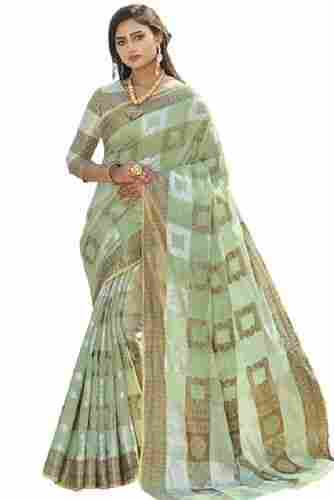 Ladies Formal Wear Printed Designer Cotton Saree With Matching Blouse Piece