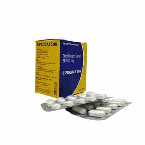 Film Coated Oblong Shaped Antibiotic Ciprofloxacin Tablet 500 Mg For Serious Infection