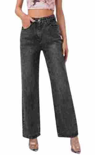 Casual Wear Dyed Anti Wrinkle Straight Fit Jeans For Ladies