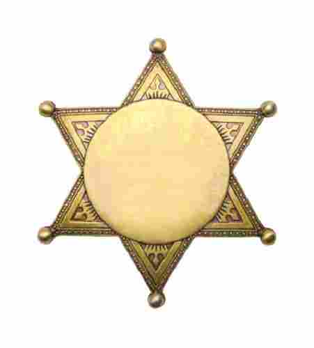 58 Mm Light Weight Printed Brass Metal Pin Star Badge