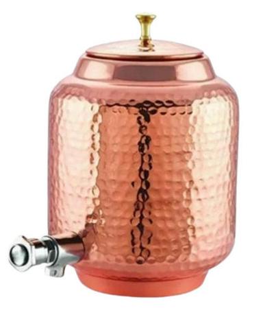 Reddish Brown 5 Liter Anti Bacterial And Round Polished Finished Copper Water Dispenser