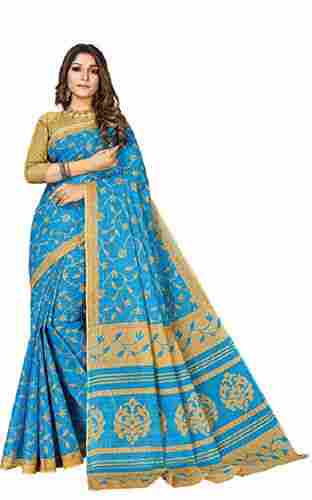 Ladies Wedding Wear Patch Worked Cotton Sarees With Blouse Piece