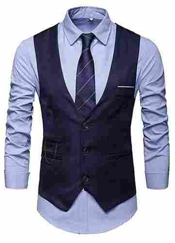 UK Man Mens Solid V Neck Formal Wear Waistcoat For Office And Parties