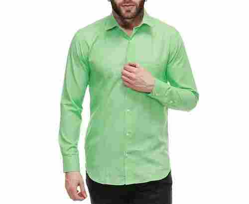Mens Formal Wear Full Sleeve Plain Green Cotton Shirts