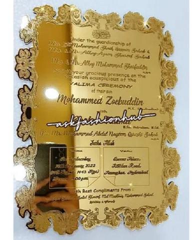 Silk Screen Laxmi Art And Craft Pitam Pura Packed In Box Metal Wedding Card