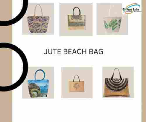 Lightweight Eco-Friendly Printed Laminated Jute Beach Bag With Handles