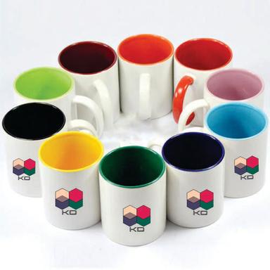 White 100Ml Inner Colored Ceramic Coffee Mug With Handle