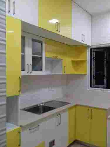 U Shape Modular Kitchen With Storage Racks, Countertop Sink For Home, 