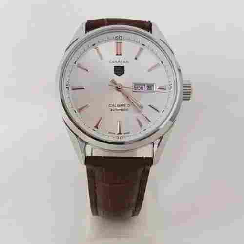 Tag Heuer Carrera Calibre White Dial Brown Leather Strap Wrist Watch