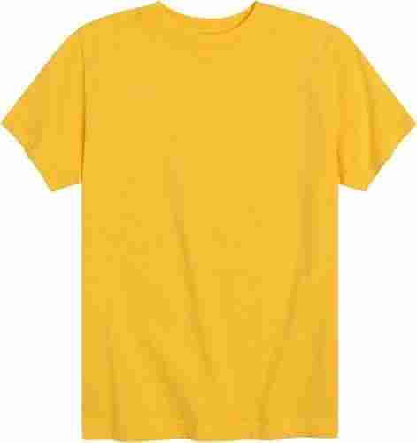 Mens Half Sleeve Round Neck Yellow Plain Causal Cotton T Shirts