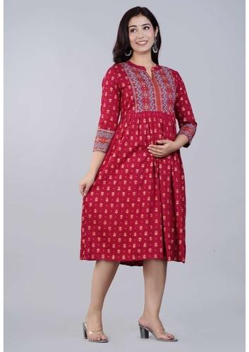 All Colors Ladies Heavy Bordered Design Cotton Maternity Dress And Feeding Kurtis