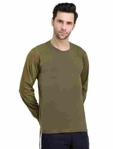 ASI Charge Olive Green Full Sleeves Round Neck Polyester T-Shirt For Men