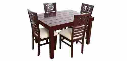Floor Standing Indian Style Polished Finish Teak Wood 4 Seater Dining Set