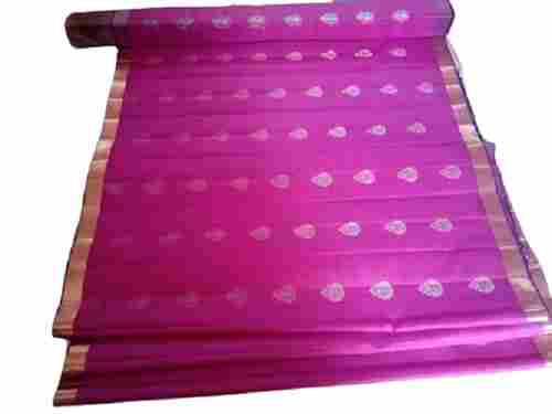 Ladies Printed Pink Festive Wear Silk Cotton Saree