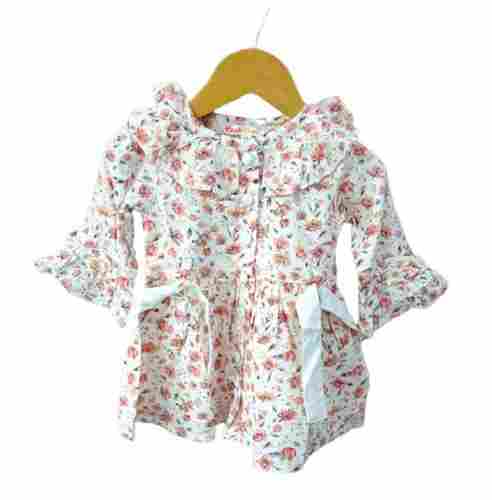 Modern Style Comfortable Breathable 3/4th Sleeves Cotton Printed Frocks for Girls