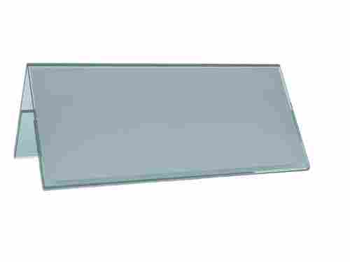 4.2mm Thick Rectangular Transparent Glass Name Plate For Office Table Use