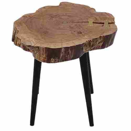 Solid Slab Acacia Wooden Top Side Table
