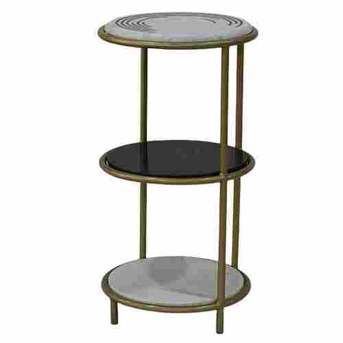 D33 Round Metal Frame Marble Top Side Table