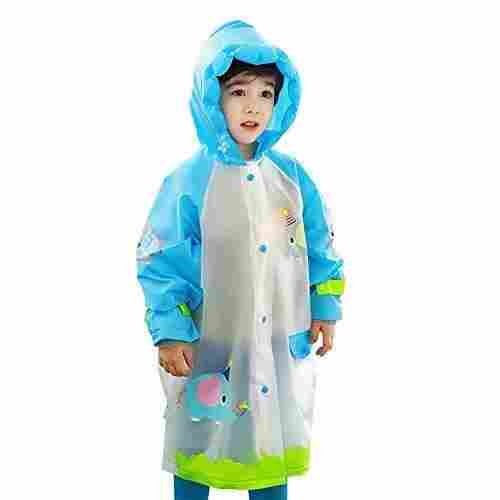 Long Sleeves Water Proof Plain Polyester Long Boys Raincoat With Two Pockets