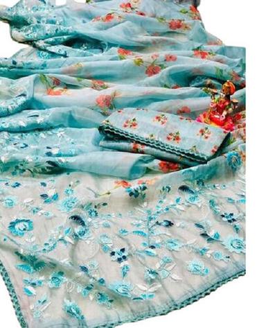 Multiple Lightweight Casual Wear Shrink Resistant Bhagalpuri Printed Saree For Ladies