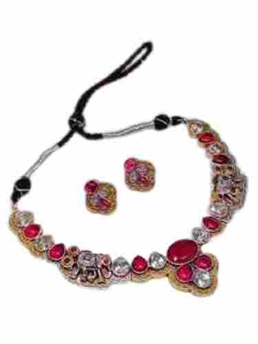 Wedding Wear Lightweight Skin Friendly Brass Artificial Necklaces Set For Ladies