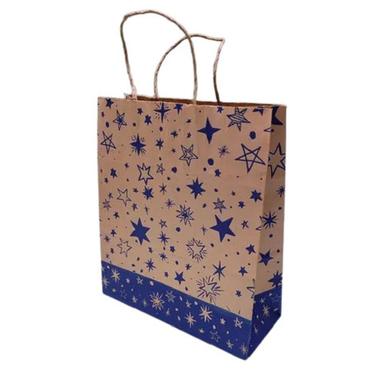 Easy To Carry Lightweight Single Compartment Printed Kraft Paper Carry Bags