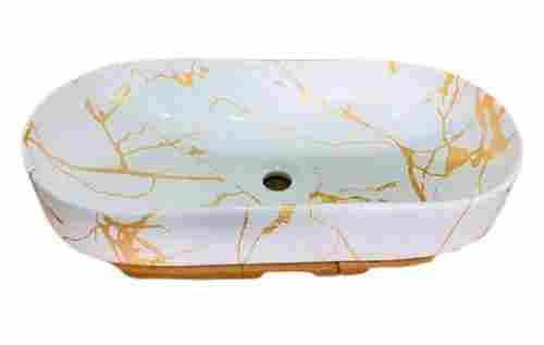Wall Mounted Glossy Finish Crack Resistant Ceramic One Piece Wash Basin