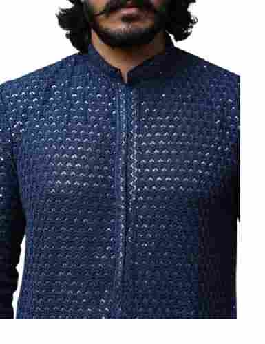 Casual Wear Regular Fit Long Sleeves Embroidered Long Kurta For Mens