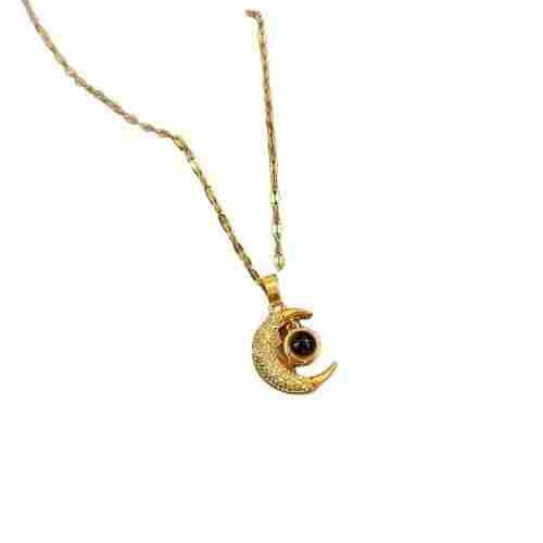 Crescent Moon Gold-plated Pendant Necklace