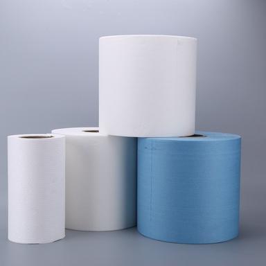 Industrial Wiping Paper Multi-Purpose Large Roll Paper Dust-Free Paper Clean Dust Removal Oil Absorption Absorbent Paper White Blue Wiping Cloth Wood Pulp Spunlaced Non-Woven Fabric Dimension(L*W*H): 7*2*8.5 Inch (In)