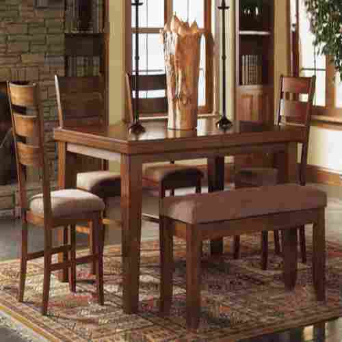 Modern Wooden Dining Table With 4 Chair, 1 Bench Set