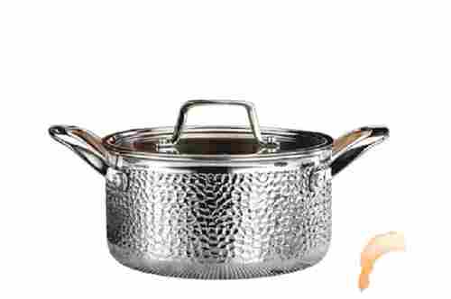 28 Cm Hammered Steel Sauce Pot With Glass Lid