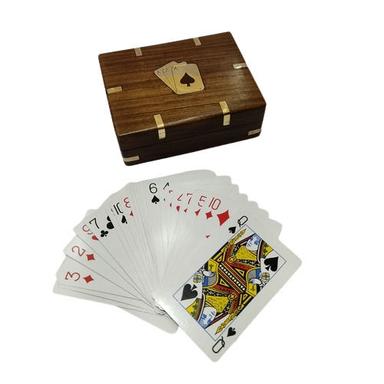 Handcrafted Square Wooden Play Card Box