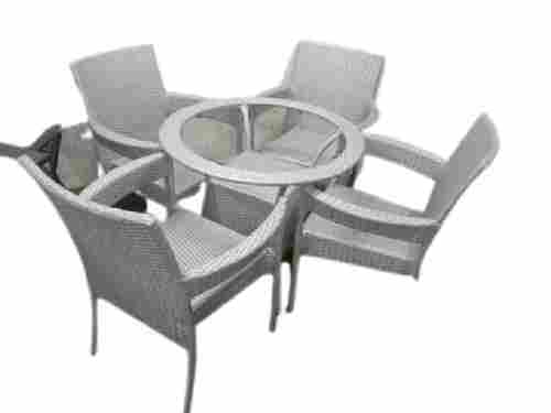 Floor Mounted Indian Style Pvc Rattan 4 Seater Dining Table Set 