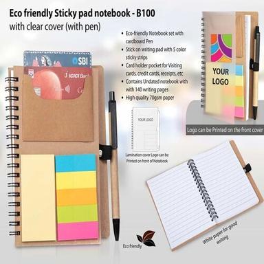 Eco Friendly Sticky Pad Notebook With Clear Cover With Pen