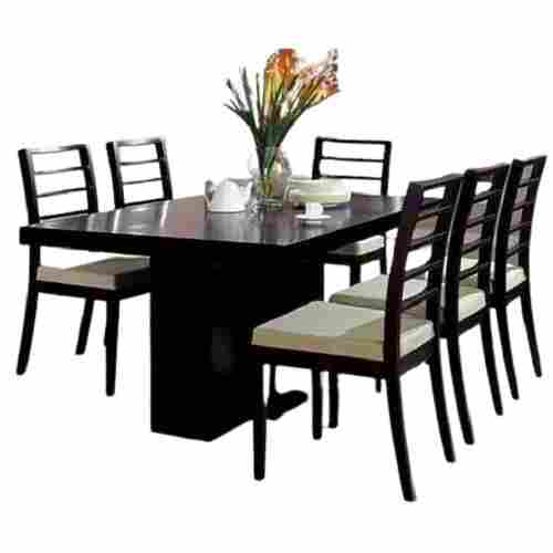 Indian Style Floor Mounted Termite Resistant Solid Wooden 6 Seater Dining Table Set 