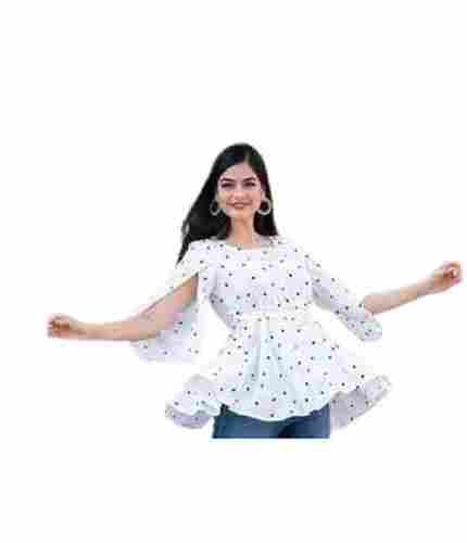 Breathable Skin-Friendly Regular Fit 3/4th Sleeve Printed Cotton Ladies Tops