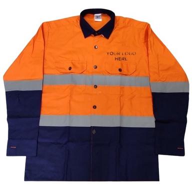 Navy Blue And Orange High Visibility Full Sleeves Safety Jacket