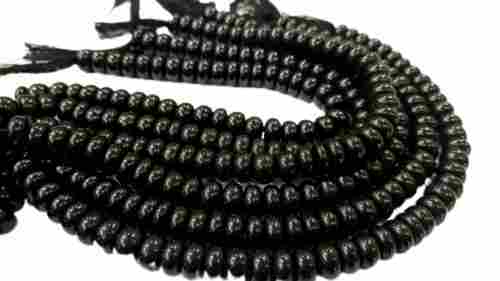 8MM Plain Smooth Natural Gemstone Black Onyx Rondelle Beads