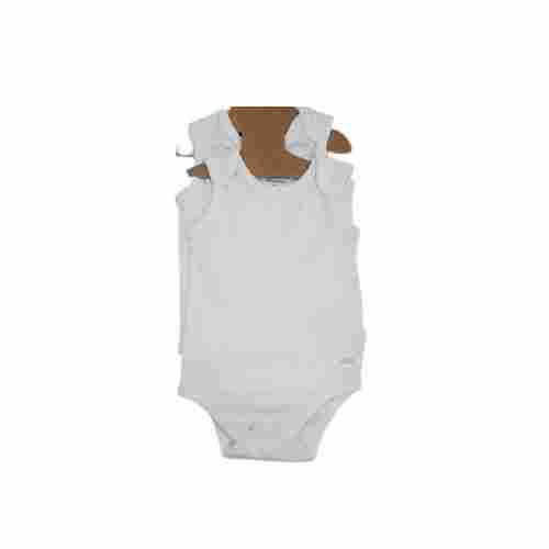 New Born Baby Plain White Cut Sleeves Rompers For 6-18 Months Age Group