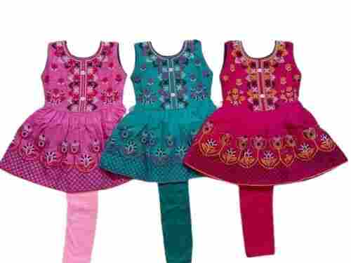 Girls Full Body Embroidery Rayon Cotton Frock