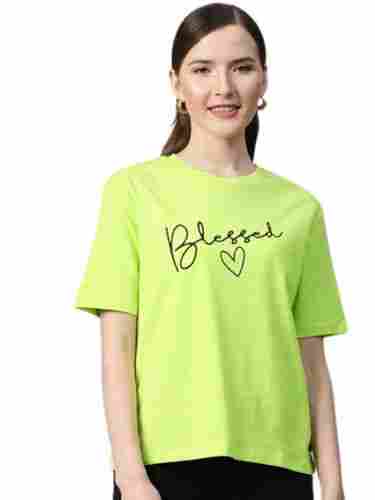 Round Neck Short Sleeves Printed T Shirts For Girls