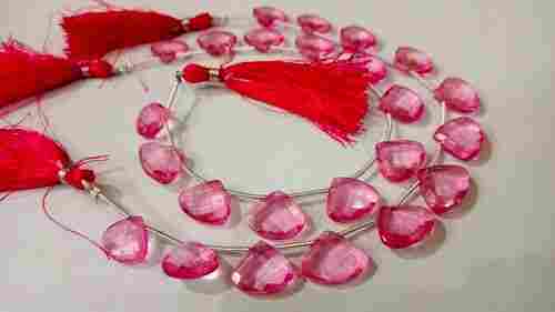 Natural Pink Topaz Heart Shape Faceted Beads - (13mm To 15 Mm)