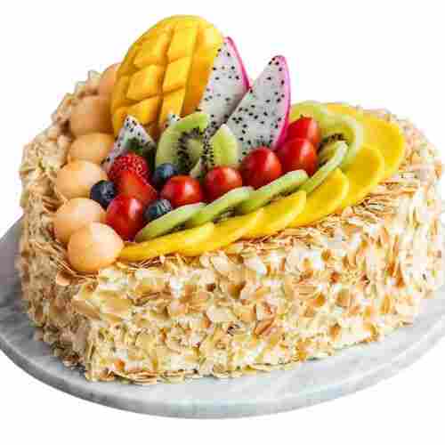 Sweet And Delicious Heart Shape 99.9 Percent Pure Fresh Eggless Fruit Cake