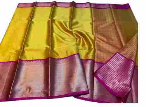 Party Wear Shrink Resistant Plain Traditional Banarasi Silk Sarees For Ladies