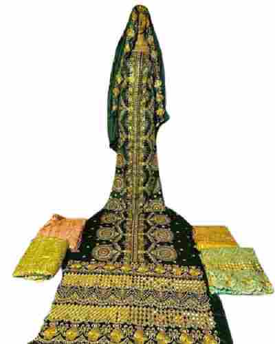Multicolor Embroidered Georgette Satin Somali Dress