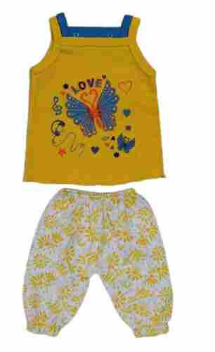 Casual Wear Wrinkle Resistant Regular Fit Sleeveless Printed Kids Garment