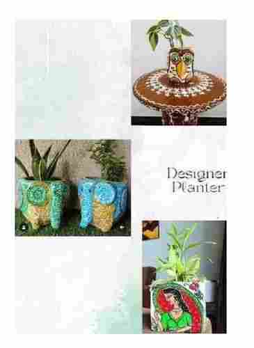 Floor Mounted Color Coated Printed Fiber Clay Designer Garden Planters For Planting