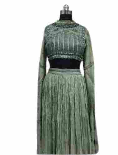 Ladies Green Embroidered Indo Western Dress Set
