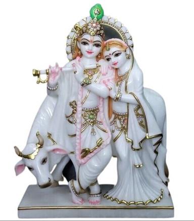Sculpture White Marble Radha Krishna Statue